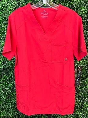 NWT Cherokee Infinity Mens Red Scrub Top Size XL